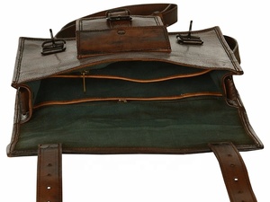 Wholesale 100% Genuine Leather <b>Laptop</b> Briefcase Unisex Business Office Messenger Bags Dark Brown Color Zipper Large Capacity - Product Image 5