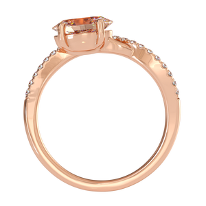 <b>925</b> Sterling <b>Silver</b> Solitaire Engagement <b>Ring</b> with Rose Gold Plating and Pavé Cubic Zirconia Accents Handmade Bulk Product - Product Image 3
