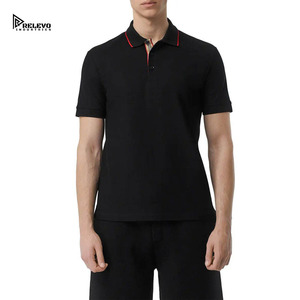 เสื้อเชิ้ตแขนสั้นผู้ชายสีดำ ยี่ห้อ RELEVO INDUSTRIES ผ้าถักเนื้อนุ่ม ระบายอากาศได้ดี ผลิตจากผ้าฝ้าย 100% สีพื้น สไตล์ลำลอง ปกคอเสื้อแบบพับได้ - Product Image 1