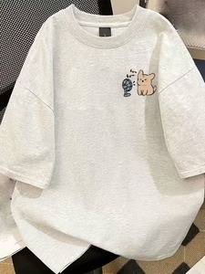 Camiseta de algodón extragrande para hombre, diseño de perro de dibujos animados, manga corta, cuello redondo, estilo casual, ajuste regular, ¡la más vendida! - Product Image 1