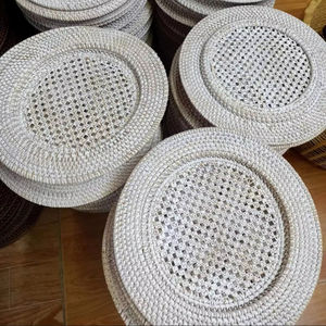 Paramètres de table en rotin faits à la main-assiettes de chargeur en rotin-napperons en rotin tissé Vintage pour la décoration de vaisselle de cuisine - Product Image 1