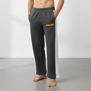 High Quality <b>Men's</b> Gray Sweatpants With <b>White</b> Side Stripe Elastic Waist Casual Breathable Knitted <b>Pants</b> Autumn Wear - Product Image 1