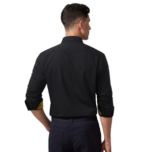 Chemise habillée noire pour homme à manches longues, boutonnée, formelle, décontractée, col classique, OEM personnalisé - Product Image 1