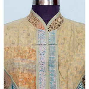 Chaleco de punto de algodón vintage para mujer, estilo indio con patchwork, multicolor, transpirable, de grosor estándar, para invierno. - Product Image 3