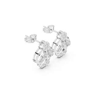 ต่างหูเพชรทรงกลมทองคำขาว 14K เพชรเพาะเลี้ยงสำหรับผู้หญิง ของขวัญวันครบรอบ เพชรเพาะเลี้ยงใหม่ - Product Image 6