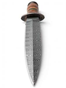 Handcrafted Damascus Steel Symmetrical Kitchen <b>Carving</b> <b>Knife</b> Stacked Leather Handle - Product Image 3