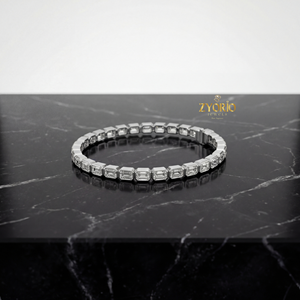 Classic Rose <b>Gold</b> Elegant Emerald Cut Diamond Chain Link <b>Bracelet</b> Sterling Silver Luxury Sparkling Jewelry Women Wedding Party - Product Image 3