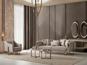 Luxury Solid Teak Wood <b>Sofa</b> Set Modern Glam Grey Velvet 3 2 1 1 Seater <b>Gold</b> Frame <b>Sofa</b> Coffee Table Villa Living Room Furniture - Product Image 2