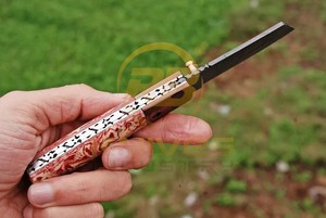 มีดพับเหล็กดามัสกัสคุณภาพสูง ผู้ผลิต OEM พร้อมด้ามเรซิ่น - Product Image 4
