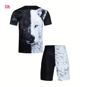 Hot Sale Product New Arrival Men Summer Short Sleeve T Shirts and Shorts <b>Twin</b> <b>Set</b> Contrast Color Men <b>Twin</b> <b>Sets</b> for Adults OEM - Product Image 2