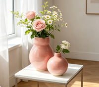 Vase en céramique artisanale à glaçure réactive, vase décoratif de table unique à glaçure dégradée pour salon, hôtel, décoration intérieure et cadeau