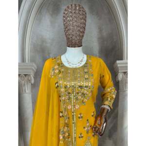 Conjunto de traje de diseñador para mujer con bordado de lentejuelas de múltiples agujas - Product Image 4