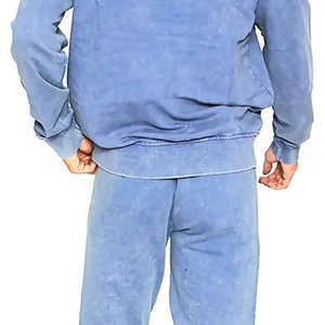 Chándal de Lujo con Lavado Ácido, Traje Urbano Personalizado 100% Algodón, OEM ODM, Ajuste Regular, Casual, Largo Completo, Color Sólido - Product Image 6