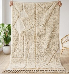 Alfombra de Lana Beni Ourain Marroquí Anudada a Mano – Alfombra Boho Geométrica Bereber Hecha a Mano, Tamaño Personalizado, Venta al Por Mayor - Product Image 4