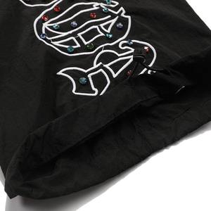 Pantalón de lona de cintura media con letras bordadas de diamantes de imitación, estilo vintage, casual y holgado, de corte recto, de moda urbana. - Product Image 5