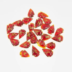 Juego de Piedras Rúnicas de Obsidiana Roja con Punta de Flecha, Hermoso Juego de Runas de Cristal Futhark, Estilo Feng Shui, Ágata Muntaha Grabada para Sanación - Product Image 1