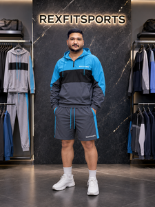 ชุดเสื้อแจ็คเก็ตและกางเกงขาสั้นโพลีเอสเตอร์สำหรับผู้ชาย REXFIT SPORTS 2026 แบบสั่งทำพิเศษ น้ำหนักเบา เหมาะสำหรับออกกำลังกาย วิ่ง และเล่นกีฬา - Product Image 2