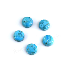 Cabochon de pierre précieuse turquoise d'Arizona de 12 mm, forme ronde, dos plat, poli miroir, lisse, pour la fabrication de bijoux et pendentifs - Meilleures ventes - Product Image 3