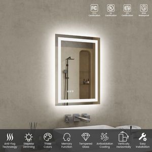 20"x28" <b>LED</b> Bathroom <b>Vanity</b> Mirror Front & Back-Lit with 3 Color Tempered Glass Adjustable Brightness Memory Anti-Fog Unab - Product Image 5