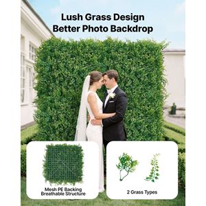 12 Pannelli di Bosso Artificiale 20x20 cm, Muro Vegetale per Protezione Solare, Sfondo Verde, Recinzione per Privacy, Decorazione Finta per Giardino - Product Image 2