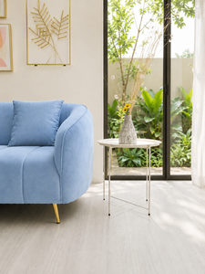 Canapé modulaire moderne en bois bleu Alexis avec tissu personnalisé, trois places, design modulaire pour hôtel, hôpital, villa, décoration de salon - Product Image 4