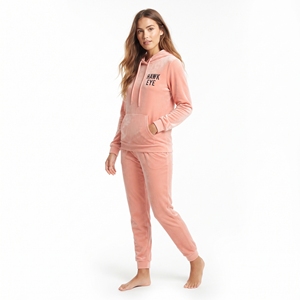 Conjunto Deportivo de Terciopelo para Mujer al por Mayor, con Logotipo Personalizado, Corte Regular, Sudadera con Capucha y Bolsillo Canguro, Pantalones Jogger, Dos Piezas, Ropa Casual - Product Image 5