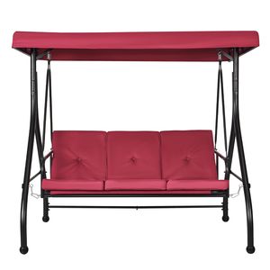 Dondolo da Giardino a 3 Posti con Tettuccio Convertibile e Cuscini Rimovibili - Per Esterni, Patio e Veranda - Realizzato in Poliestere Resistente - Product Image 1