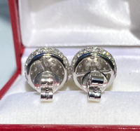 Anting-anting bunga berlapis emas 18K mewah untuk wanita, potongan bulat brilian dengan mikro inlay berlian, perhiasan pesta