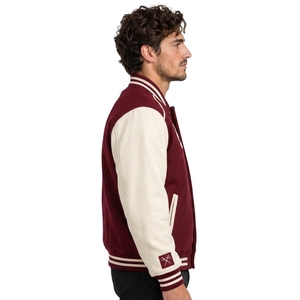 Veste universitaire pour homme, style classique universitaire, mélange de laine, manches style cuir, fermeture à boutons pression, coupe confortable, OEM - Product Image 4