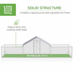 Pollaio Grande Argentato 23FT X 6.6FT con Copertura Resistente alle Intemperie, Gabbia per Animali Usata per 12-14 Galline Ovaiole - Product Image 4