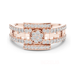Anillo de Diamante Cultivado en Laboratorio con Corte Redondo, en Oro Rosa, Silueta Fluida Orgánica, Estilo Moderno y Romántico - Product Image 5