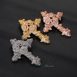 Colgante de Cruz con Diamantes Redondos de Corte Brillante Cultivados en Laboratorio, Plata 925 con Baño de Rodio, Regalo Hip Hop, Amuleto Religioso Unisex, Joyería - Product Image 5
