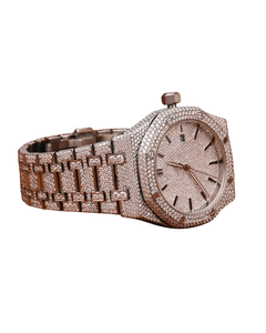 Full Iced Out Round Cut Moissanite White Gold Moissanite Diamond Classic Date Dial Features Diamond <b>Watch</b> Gift <b>For</b> <b>Men's</b> - Product Image 2