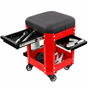 Tabouret roulant de mécanicien avec 2 tiroirs de rangement d'outils, siège de garage robuste, capacité de 280 lbs avec roues pivotantes GAPGAR027 - Product Image 1