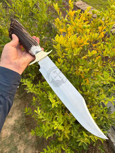 Cuchillo de caza J2 de acero hecho a mano, nuevo, con mango de asta de ciervo, cuchillo Bowie de supervivencia coleccionable, los mejores cuchillos de hoja fija afilados. - Product Image 4