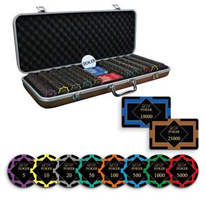 Juego de Fichas de Póker Monare de 300/500 Piezas con 10/20 Placas, Fichas de Cerámica de 40/45/50 mm, 10/14/17 g, Incluye Bandeja - Product Image 1