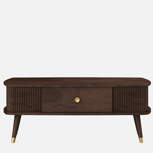 Premium Class Unique Solid Acacia Wooden <b>Oval</b> Shape Walnut Finish Piler Style Sides Home Hotel Living Room Office <b>Coffee</b> <b>Table</b> - Product Image 3