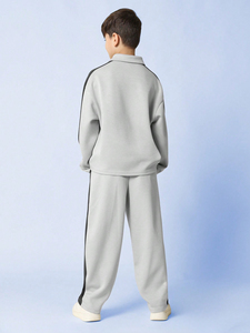 ชุดเซ็ตเด็กไซส์ใหญ่แบบใหม่ล่าสุด ชุดสองชิ้นขายส่ง เสื้อผ้าเด็กผู้ชายและเด็กผู้หญิง ชุดวอร์มสไตล์ฮิปฮอป - Product Image 6