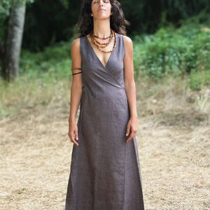 100% Cotton Raw Silk Wrap Dress <b>Boho</b> Tribal Style Breathable and Simple Fashion Loose Maxi Beach Dress At Factory Price - Product Image 3