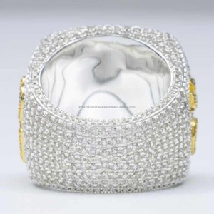 Custom <b>Initial</b> Cluster Hip Hop <b>Ring</b> VVS Moissanite 925 Sterling Silver Rhodium Plated Pave Setting Men's Letter Number Statement - Product Image 3