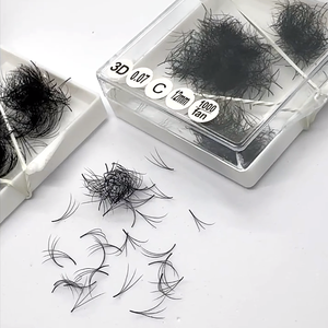 Extensions de cils en éventail préfabriquées, volume naturel long 3D-8D, cheveux synthétiques de qualité supérieure, faits à la main, courbure CC/DD/L/M, noir mat - Product Image 1