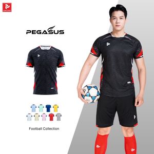 Ensemble de maillots de football Pegasus en stock, 100% polyester, séchage rapide, respirant, col rond, manches courtes, impression numérique, couleurs contrastées - Product Image 3