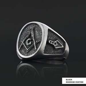 แหวนเมสัน BOJ รุ่น 031 แหวนสั่งทำพิเศษสำหรับทุกเพศ แหวนตราประทับฟรีเมสันแบบปรับแต่งได้ แหวนตราประทับมาสเตอร์เมสันเท็กซัส ฮิปฮอป สีเงิน ราคาประหยัด - Product Image 4