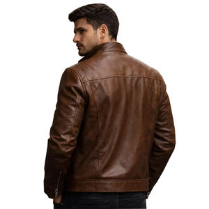 Blouson en cuir noir pour homme 2026, style motard, fermeture éclair asymétrique, manteau de style moto, cuir d'agneau de qualité supérieure, vêtements de rue, design unisexe - Product Image 3