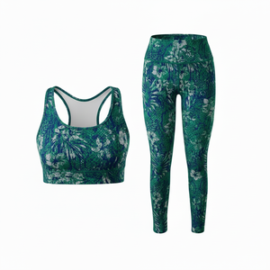 Conjunto de 2 piezas para mujer: Sujetador deportivo y leggings de yoga con efecto levantamiento de glúteos, top corto, mallas de fitness transpirables para gimnasio y exteriores, leggings de yoga con bolsillos. - Product Image 4