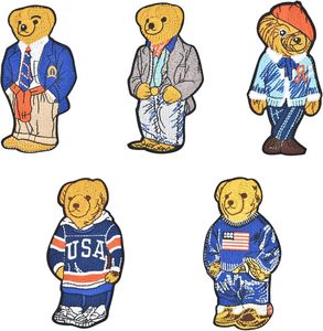 Polo Bear Embroidered <b>Iron</b>-On Patches Set of <b>5</b> Irregular Shape Nonwoven Felt Applique for Gifts - Product Image 1