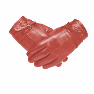 Unisex <b>Red</b> Leather Full Finger Driving <b>Gloves</b> with Adjustable Wrist Strap Breathable Comfortable Fit for Daily Outdoor Use - Product Image 1