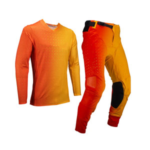 Ensemble de maillot et pantalon de moto pour homme à manches longues, dégradé orange-jaune, séchage rapide, équipement de motocross pour la conduite tout-terrain - Product Image 1