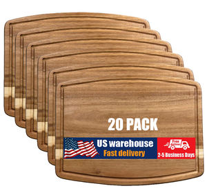 Planche à découper rectangulaire en bois d'acacia durable de 2,0 cm d'épaisseur avec rainure pour jus, pour petit-déjeuner/collation, compatible lave-vaisselle, stock local USA - Product Image 1