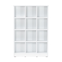 Librería Moderna de Madera Blanca con 9 Estantes, Mueble de Almacenamiento con Panel Trasero para Sala de Estar
